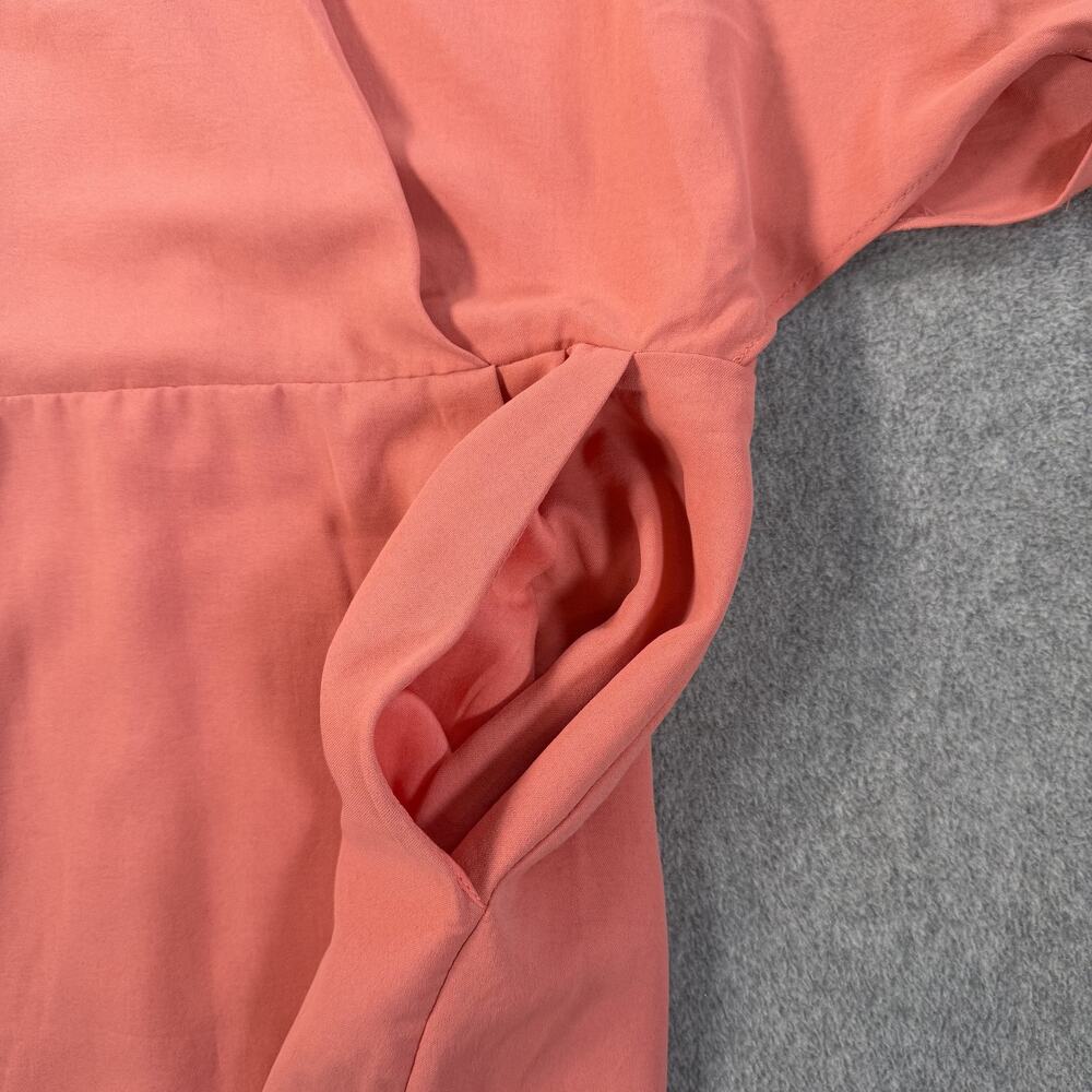 DO+BE Women's Medium Coral V-Neck Short Dress Kimono Sleeve with Pockets New - Picture 7 of 15